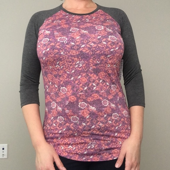 LuLaRoe Floral Randy Raglan Tee - Picture 2 of 5